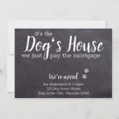 Funny Rustic Chalkboard We hebben Dog Moving Aankondiging (Voorkant)