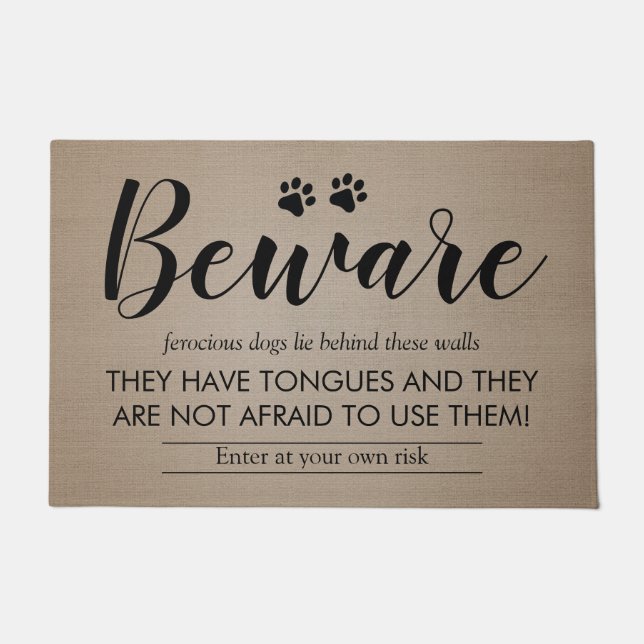 Funny Rustic Country Let op de honden Deurmat (Voorkant)