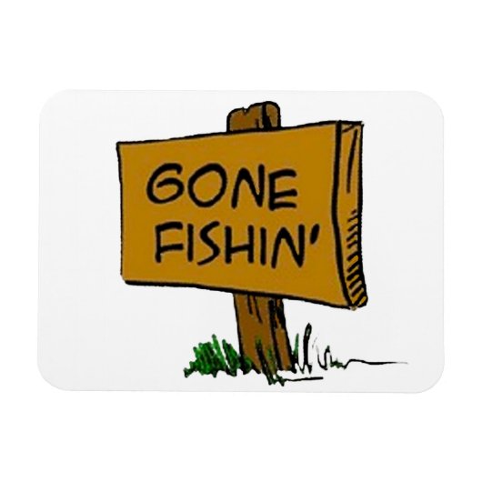 Funny Rustic Fun Gone Fishin Expressions Logo Magneet (Horizontaal)