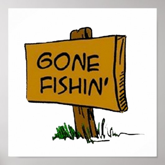 Funny Rustic Fun Gone Fishin Expressions Logo Poster (Voorkant)