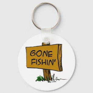 Funny Rustic Fun Gone Fishin Expressions Logo Sleutelhanger