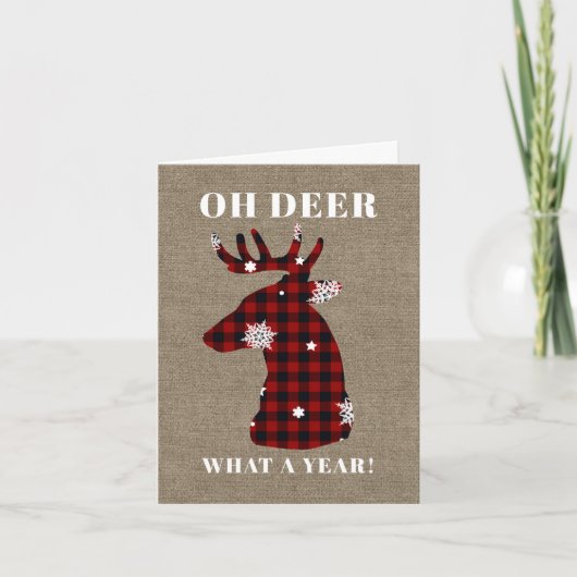 Funny Rustic Oh Deer Feestdagen Kaart (Voorkant)