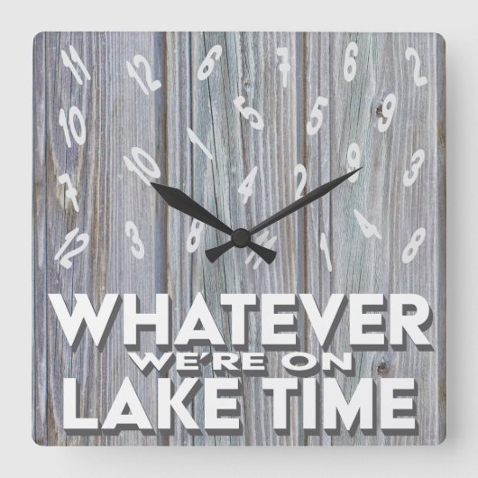 Funny Rustic Wood Lake Time Vierkante Klok (Voorkant)