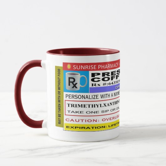 FUNNY Rx Label "Personalized" KOFFIE Mok (Links)