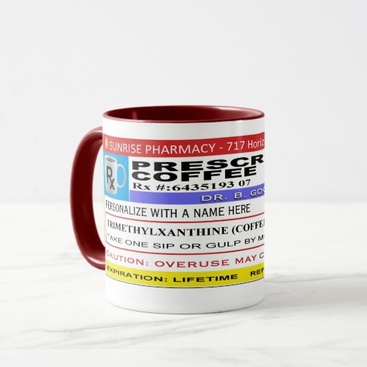 FUNNY Rx Label "Personalized" KOFFIE Mok (Voorkant links)