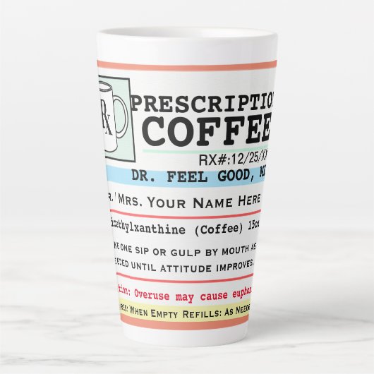 Funny RX Prescription Coffee Mok (Voorkant)