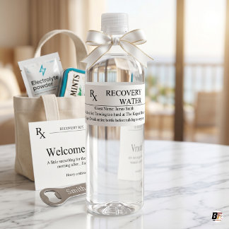 Funny Rx Prescription Hangover Recovery Wedding Waterfles Etiket