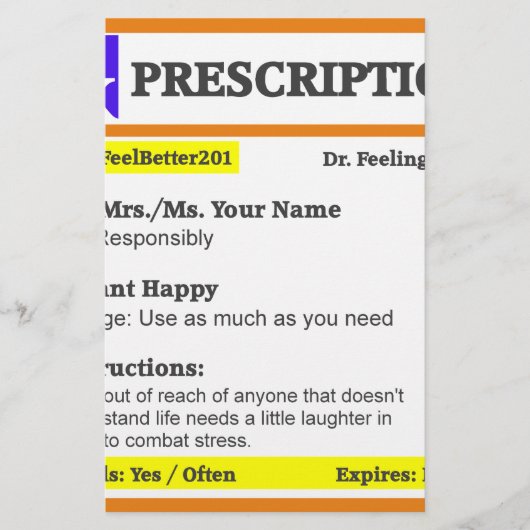 Funny rx recept briefpapier (Voorkant)