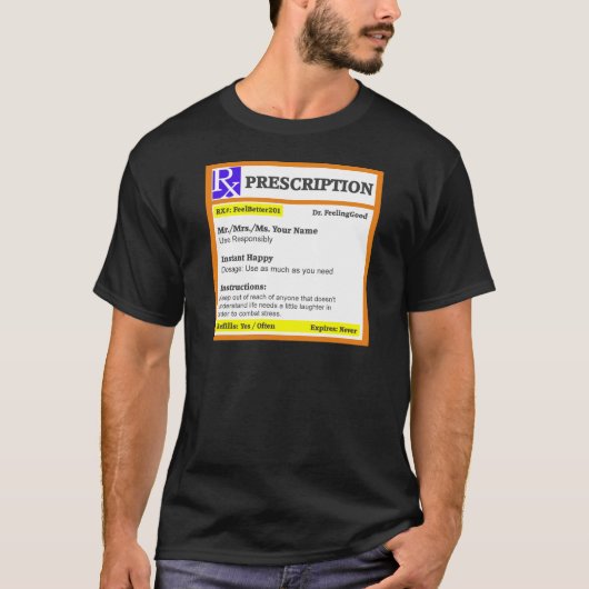 Funny rx recept t-shirt (Voorkant)