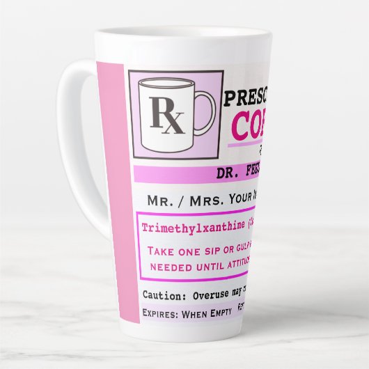 Funny RZ Prescription Coffee Latte Mok (Linkerhoek)