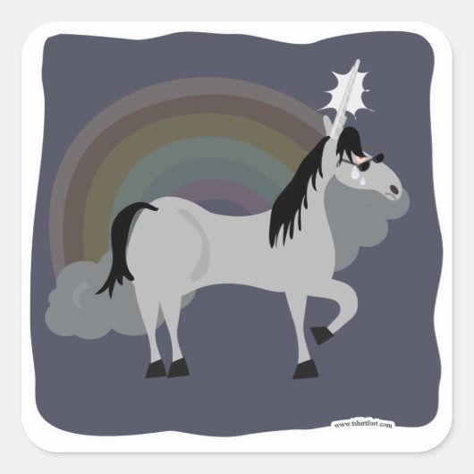 Funny Sad Emo Unicorn Alone Vierkante Sticker (Voorkant)