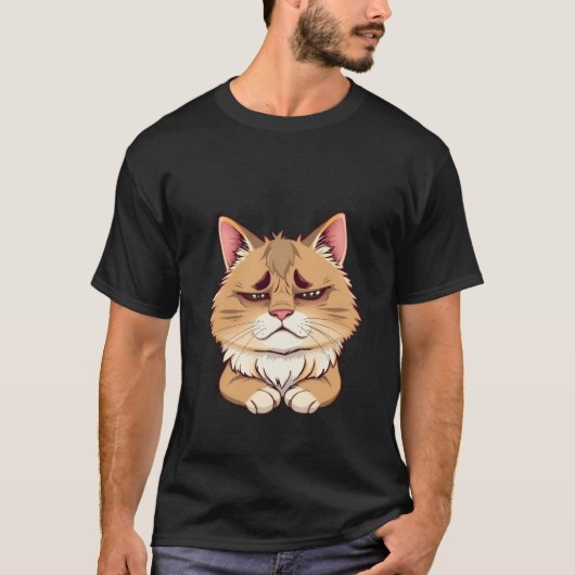 Funny Sad Ginger Cat Tired Eyes ✨🐾🥺 T-shirt (Voorkant)
