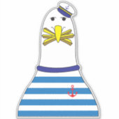 Funny Sailor Seagull Bird Eet French Fries Sticker (Voorkant)