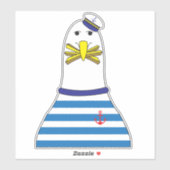 Funny Sailor Seagull Bird Eet French Fries Sticker (Vel)