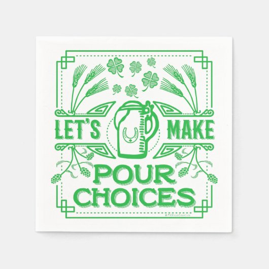 Funny Saint Patrick's Day Beer Pour Choices Irish Servet (Voorkant)