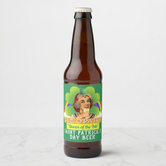 Funny Saint Patrick's Day Cleopatra Pun Irish Bier Etiket (Voorkant)