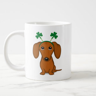Funny Saint Patrick's Day Dachshund Shamrocks Extra Grote Beker