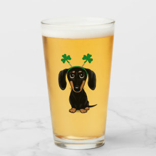 Funny Saint Patrick's Day Dachshund Shamrocks Glas