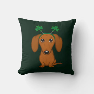 Funny Saint Patrick's Day Dachshund Shamrocks Kussen