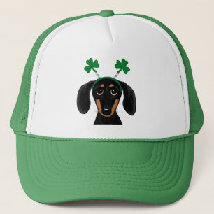 Funny Saint Patrick's Day Dachshund Shamrocks Trucker Pet
