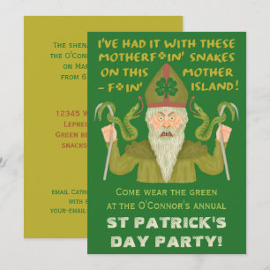 Funny Saint Patrick's Day Sakes Joke Irish Party Kaart
