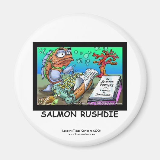 Funny Salman Rushdie Fish Magnet Magneet (Voorkant)