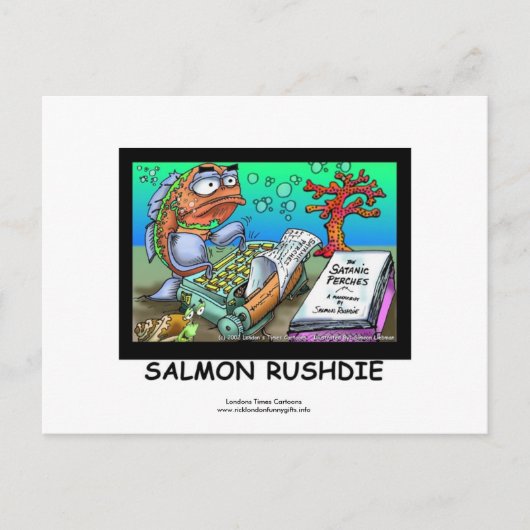 Funny Salman Rushdie Poisson Cartes Jeu De 8 (Devant)