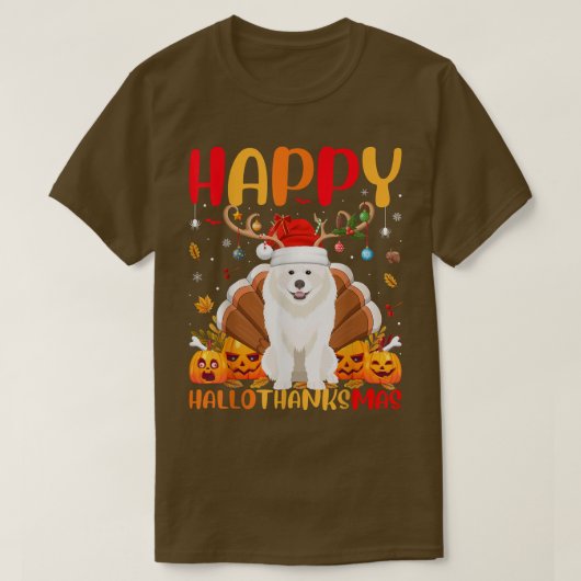 Funny Samoyed Hondenliefhebber Happy Samoyed Hello T-shirt (Design voorkant)