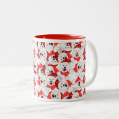 Funny Samoyed Kerstpattern Tweekleurige Koffiemok (Voorkant rechts)