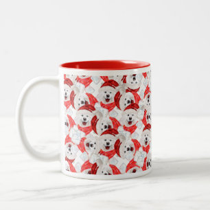 Funny Samoyed Kerstpattern Tweekleurige Koffiemok