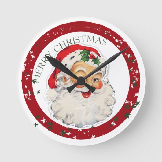 Funny Santa 2 ~ Wall Clock Ronde Klok (Voorkant)