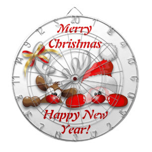 Funny Santa and Reindeer Cartoon Dartboard Dartbord
