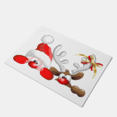 Funny Santa and Reindeer Cartoon Deurmat (Schuin)