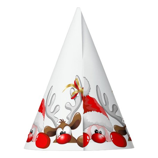 Funny Santa and Reindeer Cartoon Feesthoedjes (Achterkant)