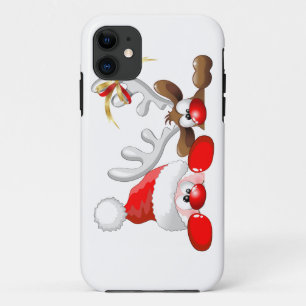 Funny Santa and Reindeer Cartoon iPhone 5 Hoesjes