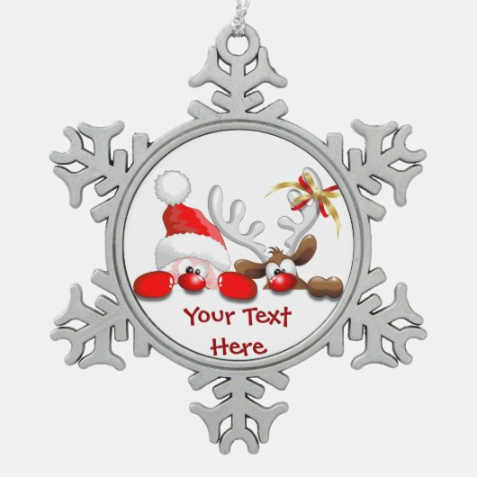 Funny Santa and Reindeer Cartoon Ornament (Voorkant)