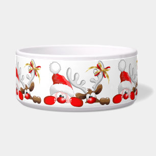 Funny Santa and Reindeer Cartoon Voerbakje