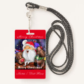 Funny Santa and Reindeers Kerstfeest - Cheers Badge (Achterkant met draagriem)