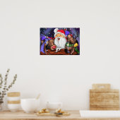 Funny Santa and Reindeers Kerstfeest - Cheers Poster (Keuken)