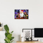 Funny Santa and Reindeers Kerstfeest - Cheers Poster (Thuiskantoor)