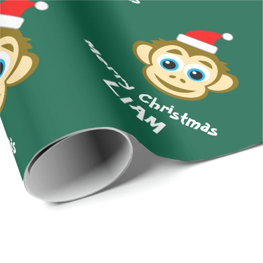 Funny Santa ape Christmas wrapping paper for kids Cadeaupapier (Rol Hoek)