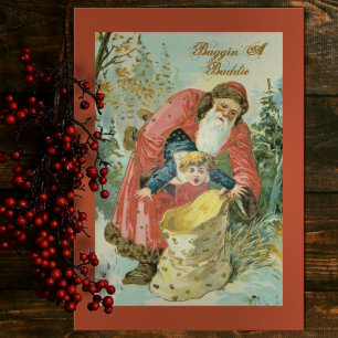 Funny Santa Baggin Baddie Red Holiday Kaart