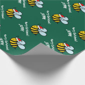Funny Santa bee Christmas wrapping paper for kids Cadeaupapier (Hoek)