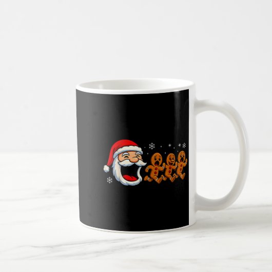 Funny Santa Chasing Gingerbread Christmas Cookie Koffiemok (Rechts)