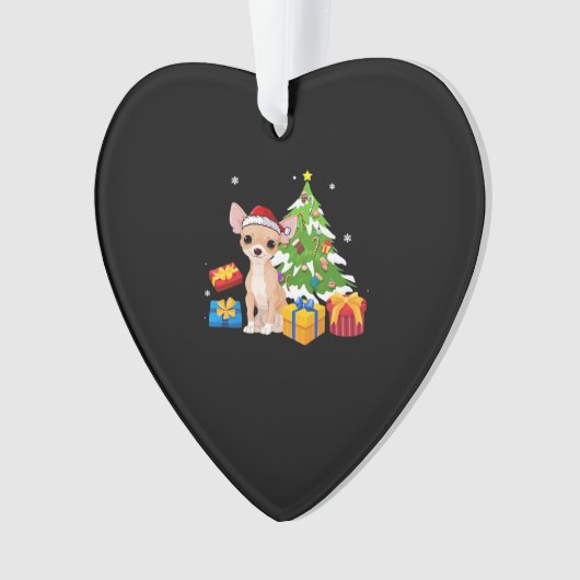 Funny Santa Chihuahua Dog Christmas Tree Gifts Xma Ornament (voorkant)