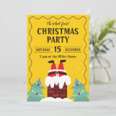 Funny Santa Chimney-kerstfeest Kaart (Staand voorkant)