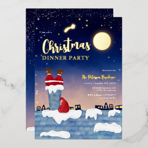 Funny Santa chimney kerstparty illustratie Folie Feestdagenkaart