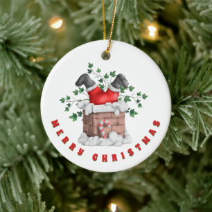 Funny Santa Chimney Merry Kerstmis Keramisch Ornament