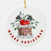 Funny Santa Chimney Merry Kerstmis Keramisch Ornament (Achterkant)