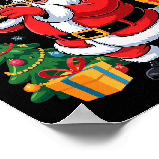 Funny Santa Christmas Design Trumpet Holiday Xmas Poster (Hoek)